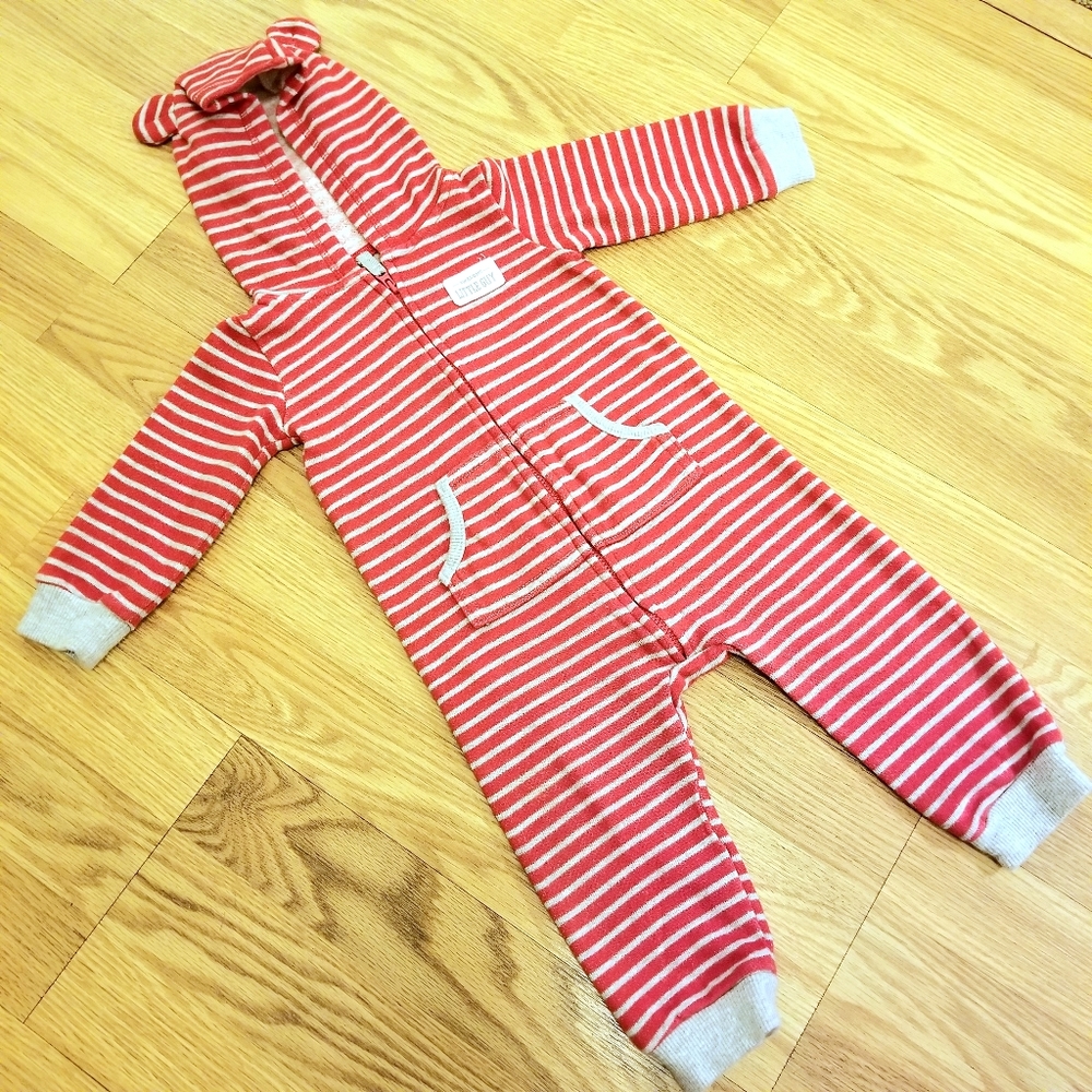 Hooded Red/white striped bear jumper